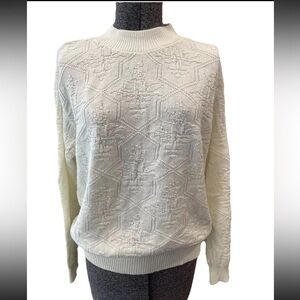 Southern Lady size Large-made‎ in USA-cream color sweater top-1980/90s Vintage